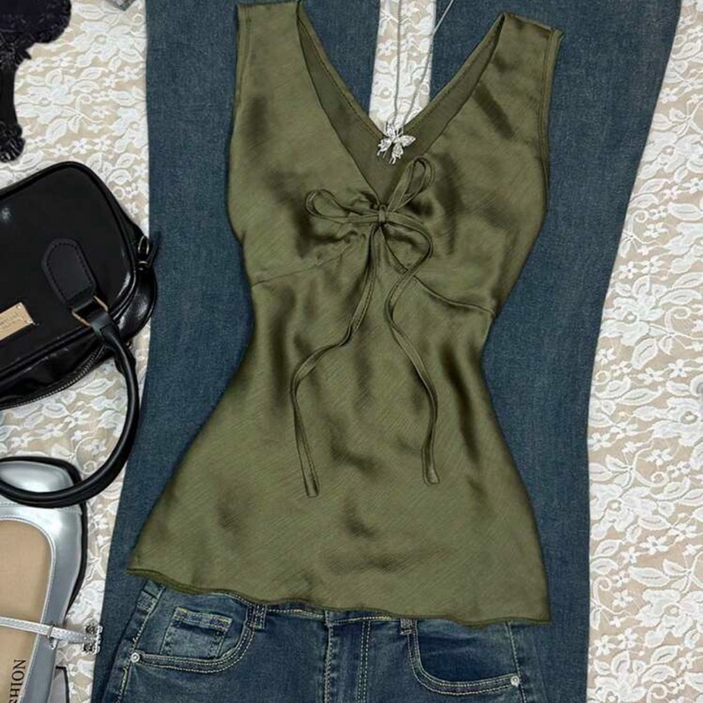 Olive Green Sleeveless Top
